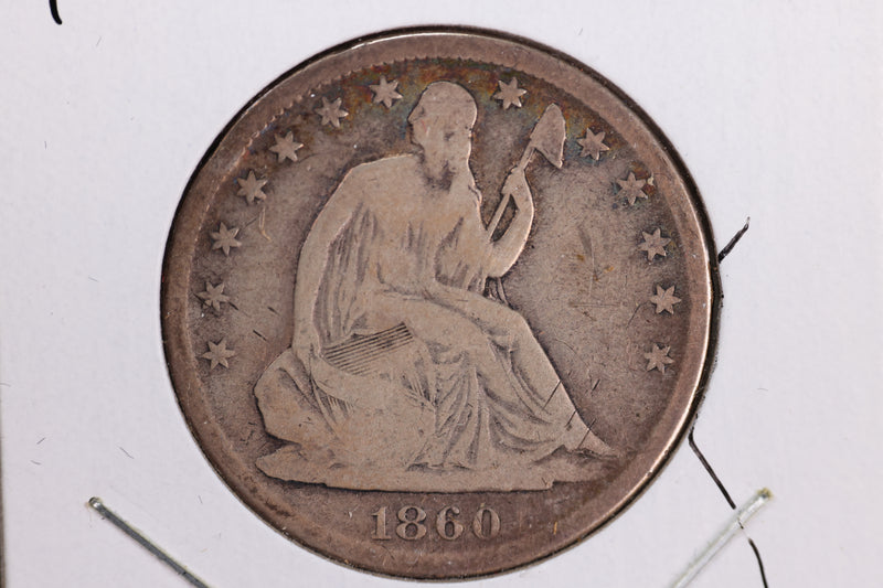 1860-S Liberty Seated Half Dollar, Affordable Circulated Coin. Store Sale