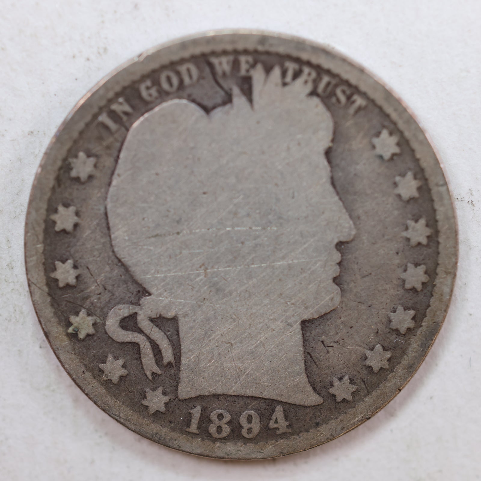 1894 Barber Silver Quarter, Fair Circulated Collectible Coin, Store #QR774.