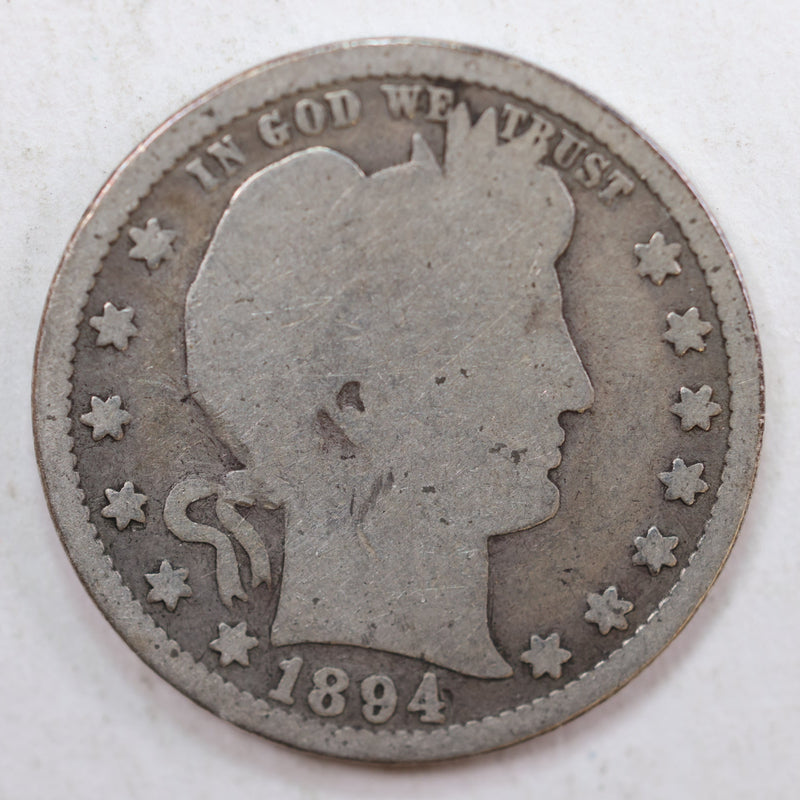 1894 Barber Quarter, Good Circulated Coin, Store