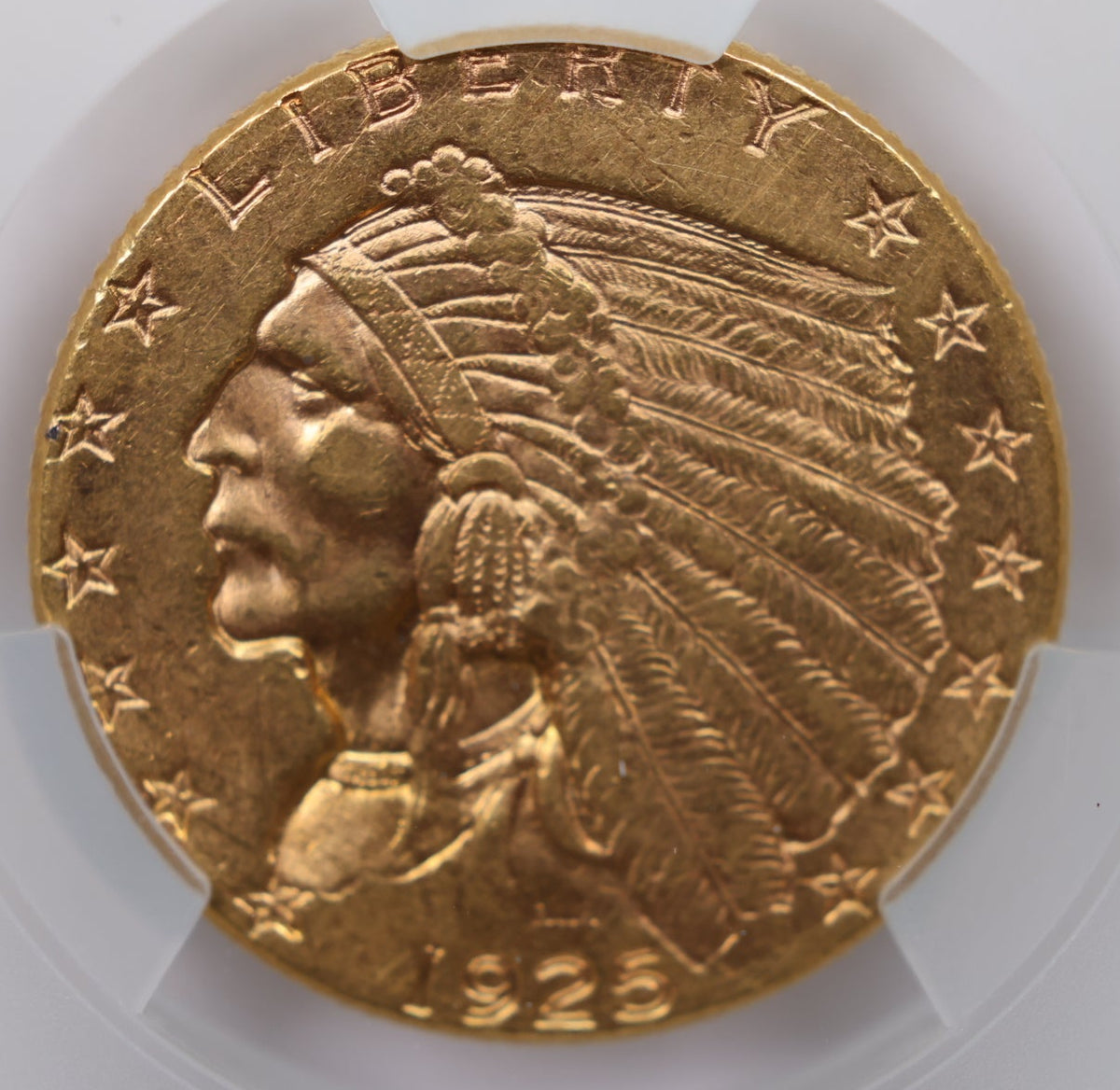 1925-D $2.50 Quarter Gold Eagle, CAC Certified AU-58, Slider-Coin, Store #G025.