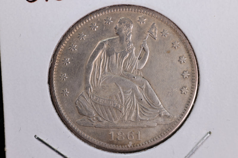 1861-S Liberty Seated Half Dollar, Affordable Circulated Coin. Store Sale