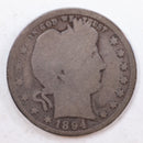 1894 Barber Quarter, Abt Good Circulated Coin, Store
