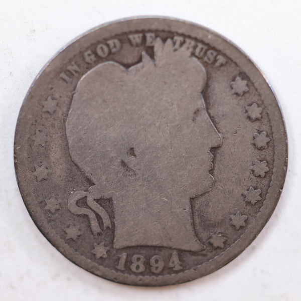 1894 Barber Quarter, Abt Good Circulated Coin, Store #QR778