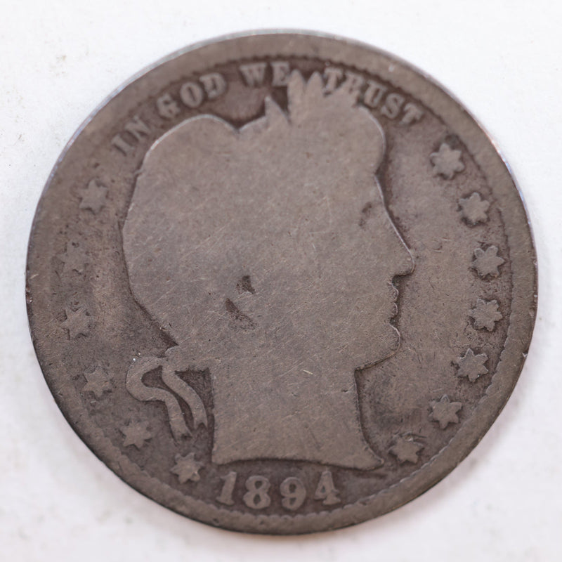 1894 Barber Quarter, Abt Good Circulated Coin, Store
