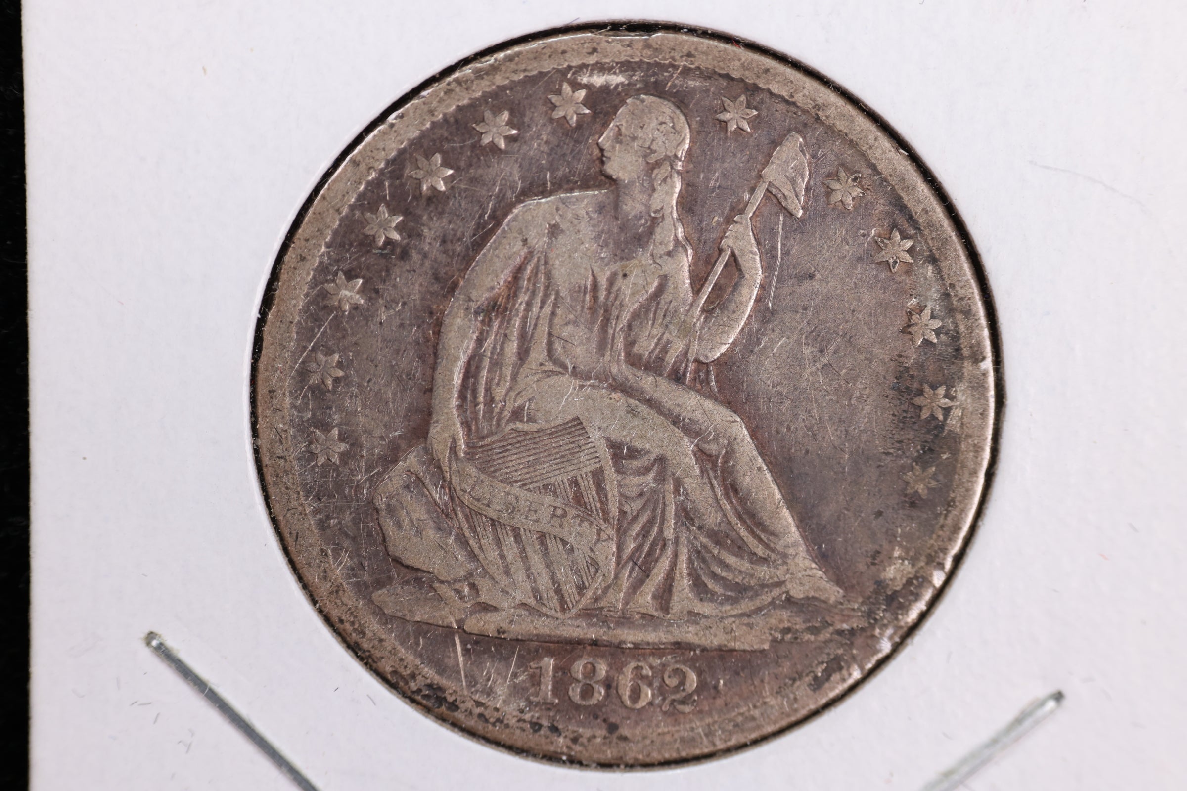1862-S Liberty Seated Half Dollar, Fine Circulated Coin. Store #23080945