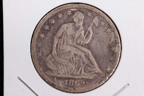 1862-S Liberty Seated Half Dollar, Fine Circulated Coin. Store #23080945