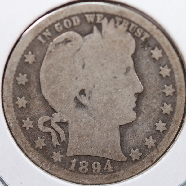 1894-O Barber Quarter, Good Circulated Coin, Store #QR781