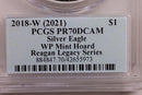 2018-W Silver Eagle, West Point Hoard Signed Label, PCGS PF-70, Store Sale