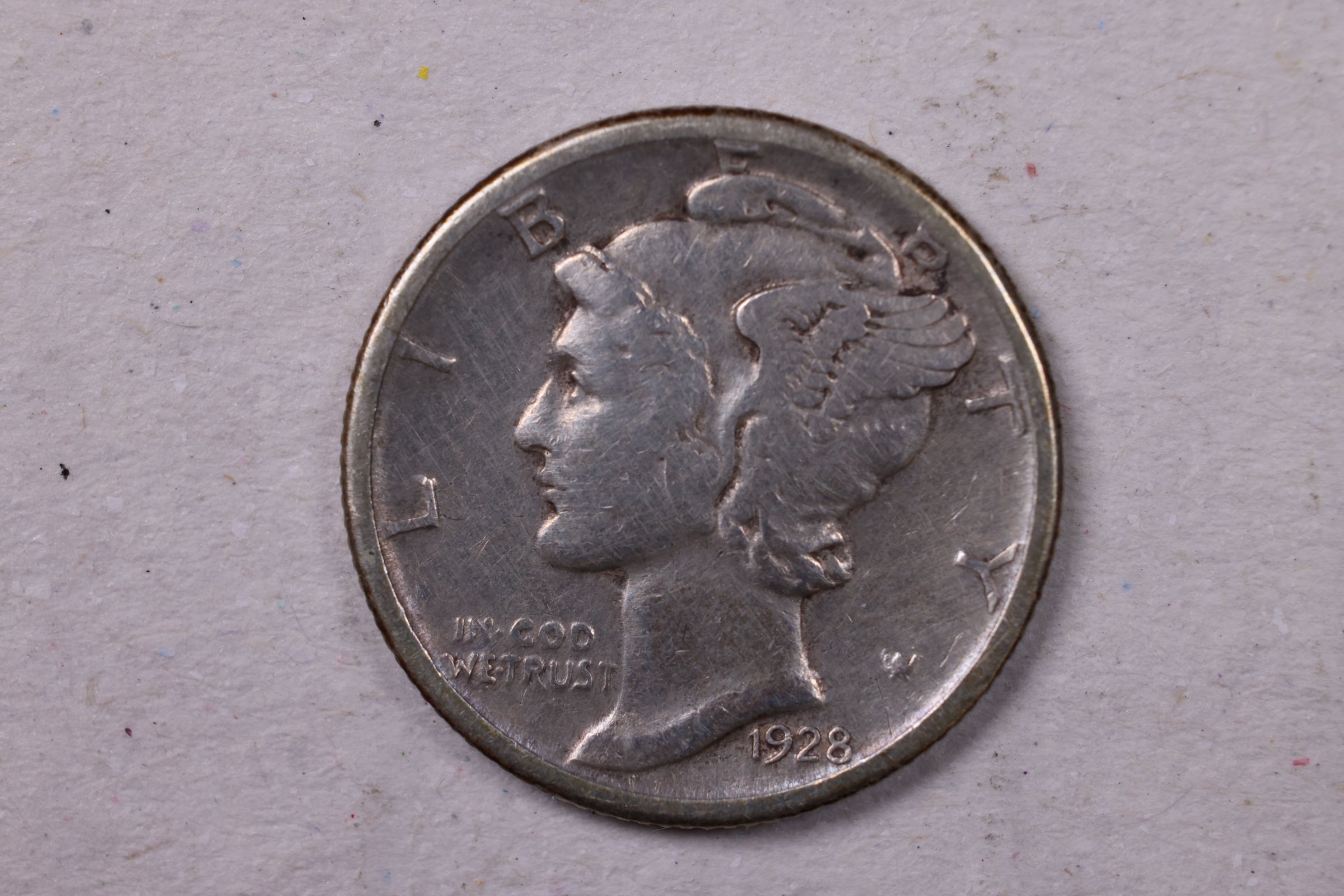 1928-S Mercury Silver Dime., Fine., Store  #19909