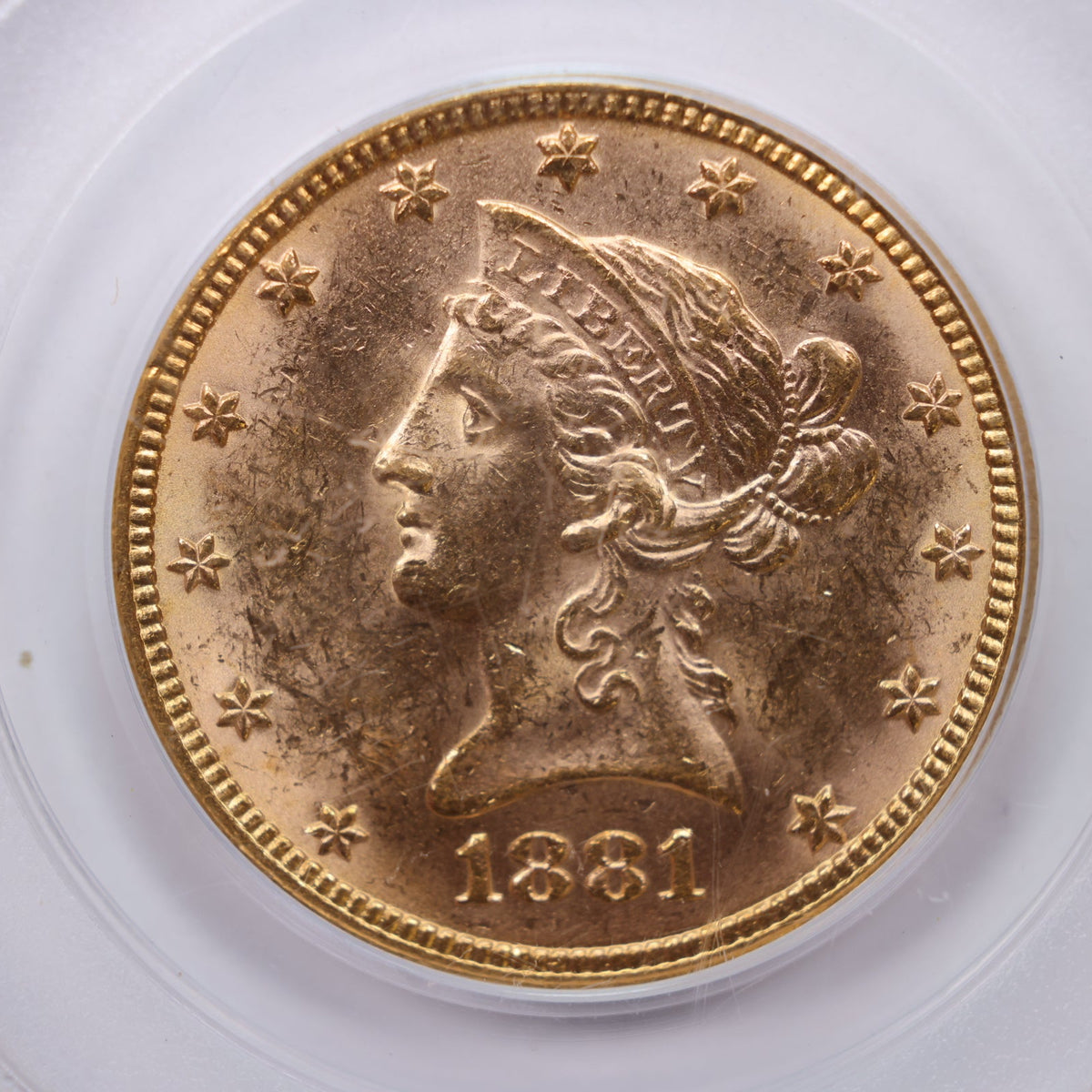 1881 $10 Gold Liberty Eagle, PCGS MS-62, Gold Uncirculated Coin, Store Sale #G029.