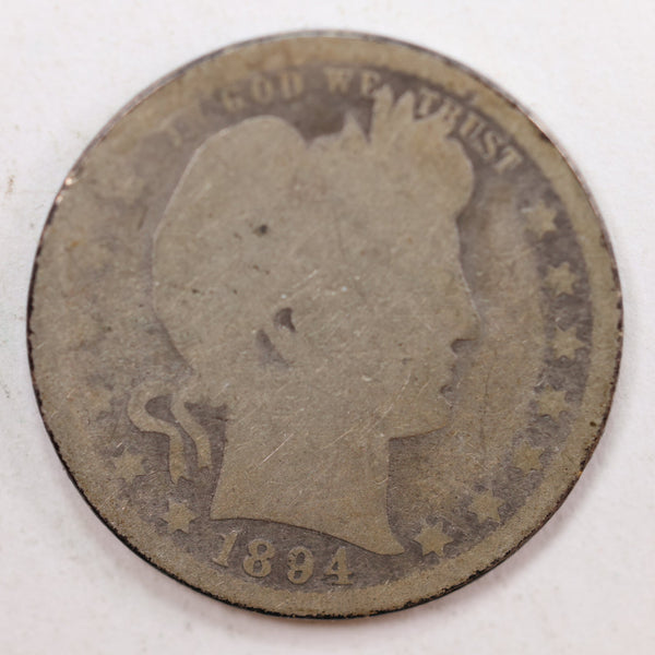 1894-S Barber Quarter, Good Circulated Coin, Store #QR786