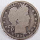 1894-S Barber Quarter, Good Circulated Coin, Store