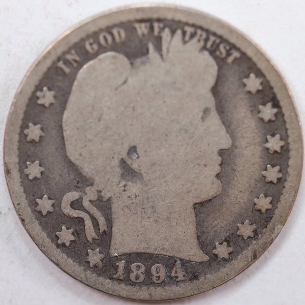 1894-S Barber Quarter, Good Circulated Coin, Store #QR787