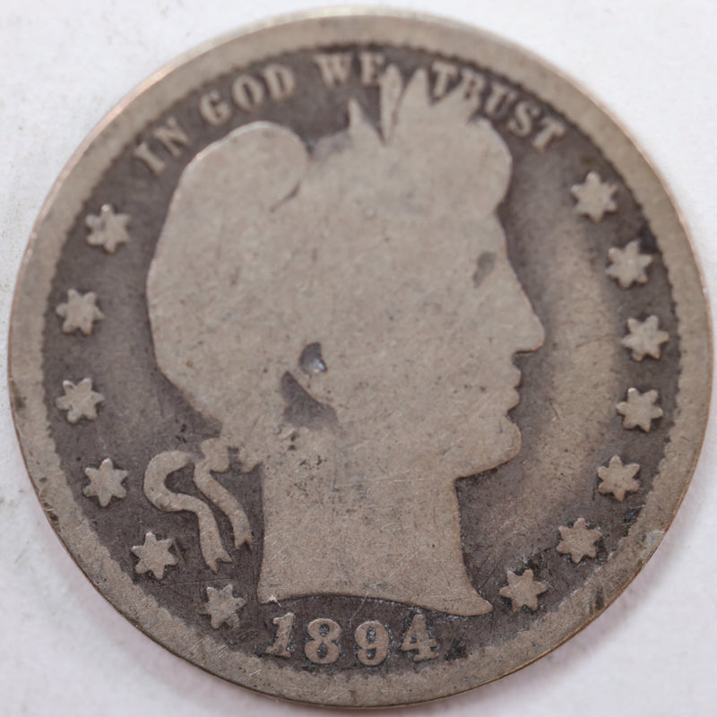 1894-S Barber Quarter, Good Circulated Coin, Store