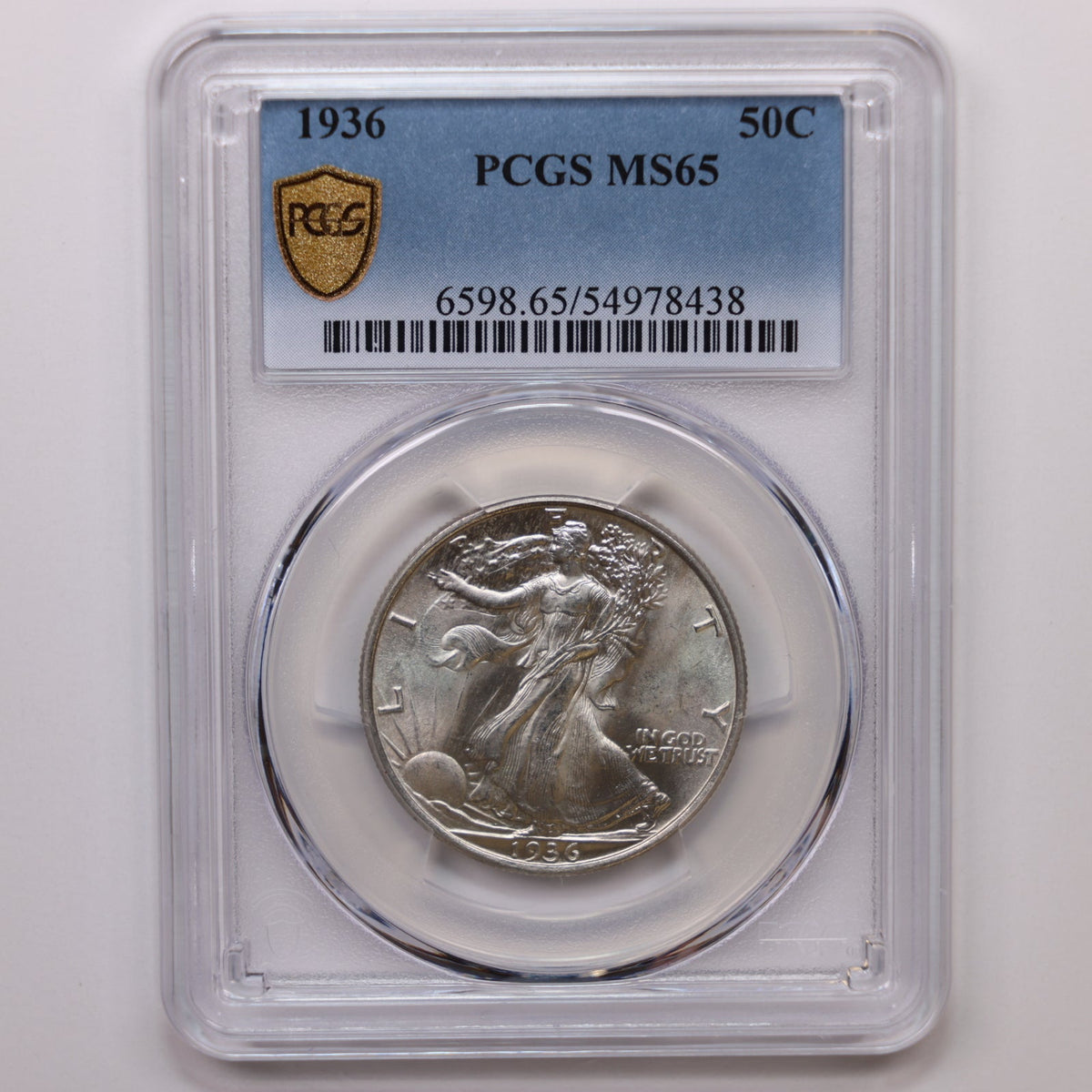 1936 Walking Liberty Silver Half Dollar, PCGS Graded MS-65, Uncirculated. #HR110.