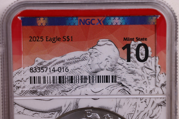 2025 American Silver Eagle, New Generation NGC Graded MS-10, Store Sale #AE0168.