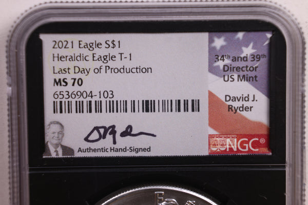 2021 American Silver Eagle., 2 Coin Set, NGC Graded MS-70, Store Sale #AE0169.