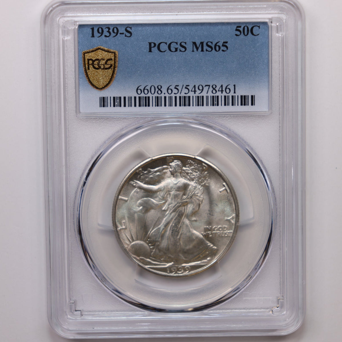 1939-S Walking Liberty Silver Half Dollar, PCGS Graded MS-65, Uncirculated. #HR237.