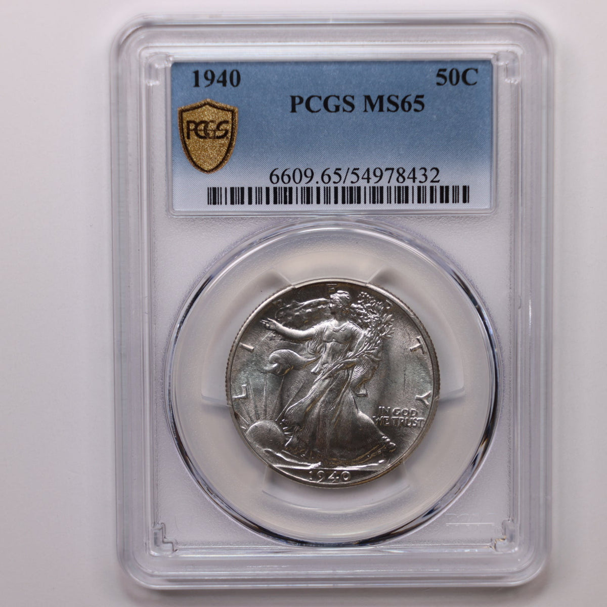 1940 Walking Liberty Silver Half Dollar, PCGS Graded MS-65, Uncirculated. #HR238.
