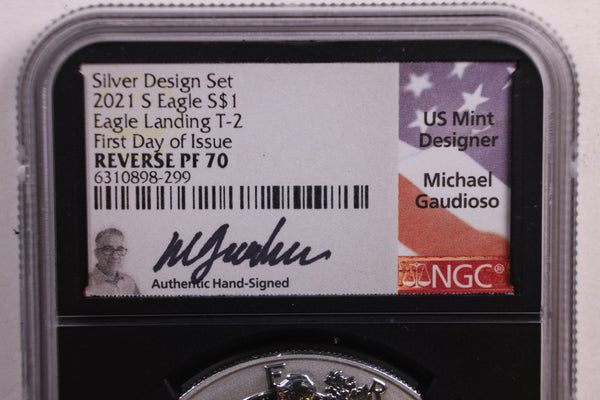 2021-S Reverse Proof Silver Eagle, Design Set, NGC Graded PF-70, Store #AE0172.