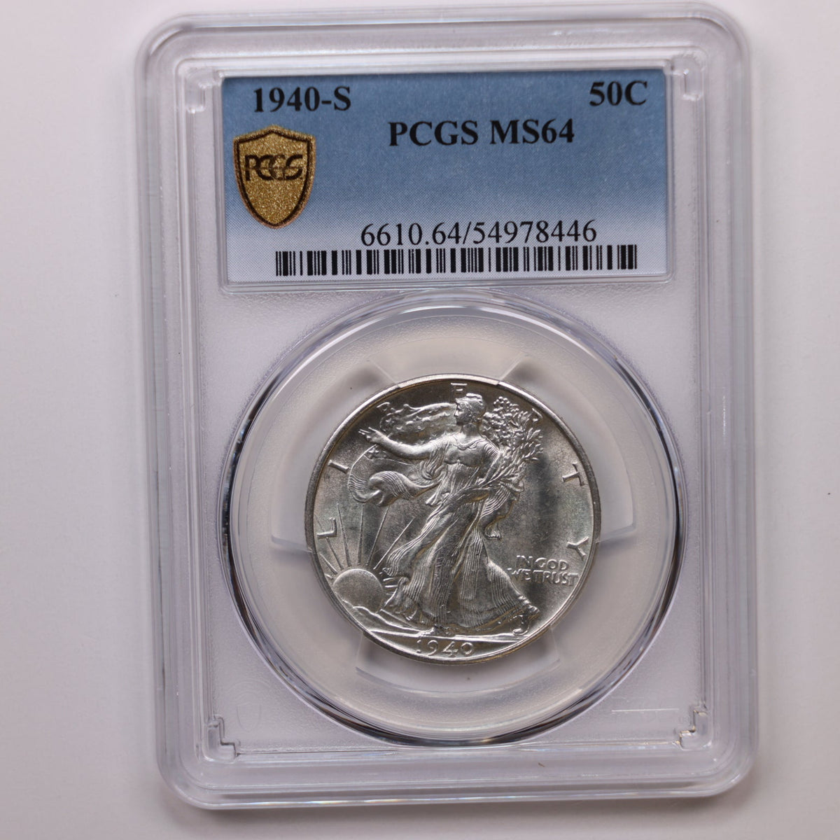 1940-S Walking Liberty Silver Half Dollar, PCGS Graded MS-64, Uncirculated. #HR239.