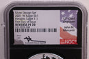 2021-S Reverse Proof Silver Eagle, Design Set, NGC Graded PF-70, Store