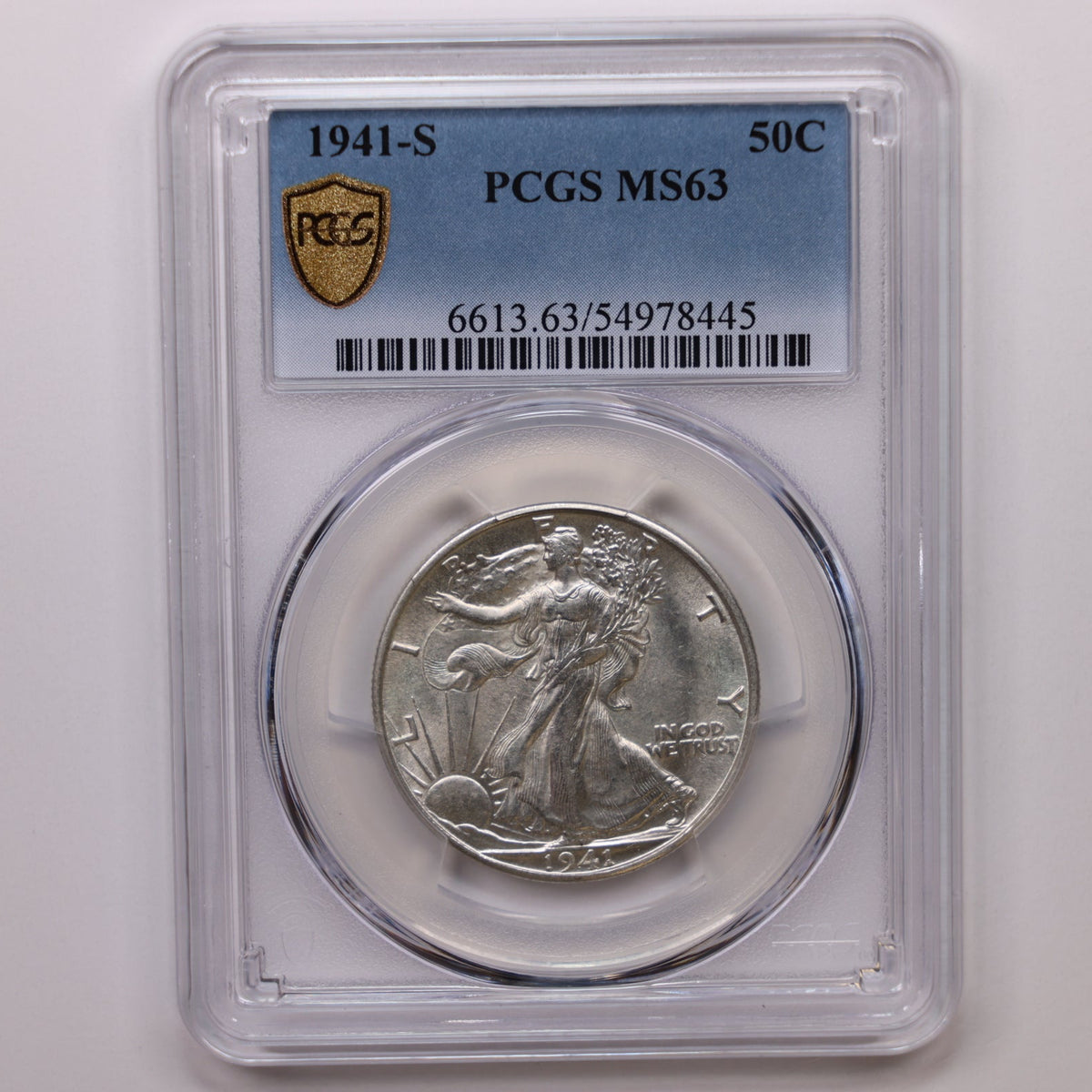 1941-S Walking Liberty Silver Half Dollar, PCGS Graded MS-63, Uncirculated. #HR240.