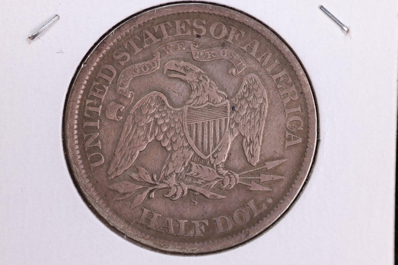 1866-S Liberty Seated Half Dollar, Affordable Circulated Coin. Store Sale