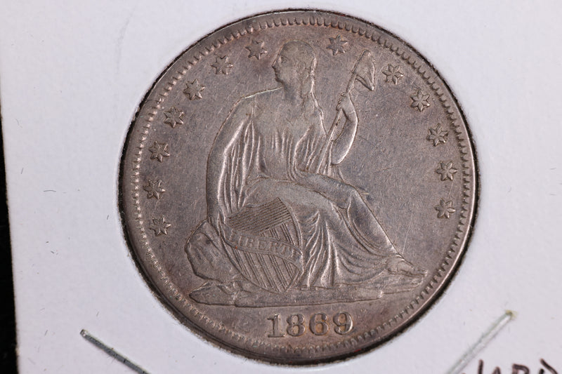 1869 Liberty Seated Half Dollar, Affordable Circulated Coin. Store Sale