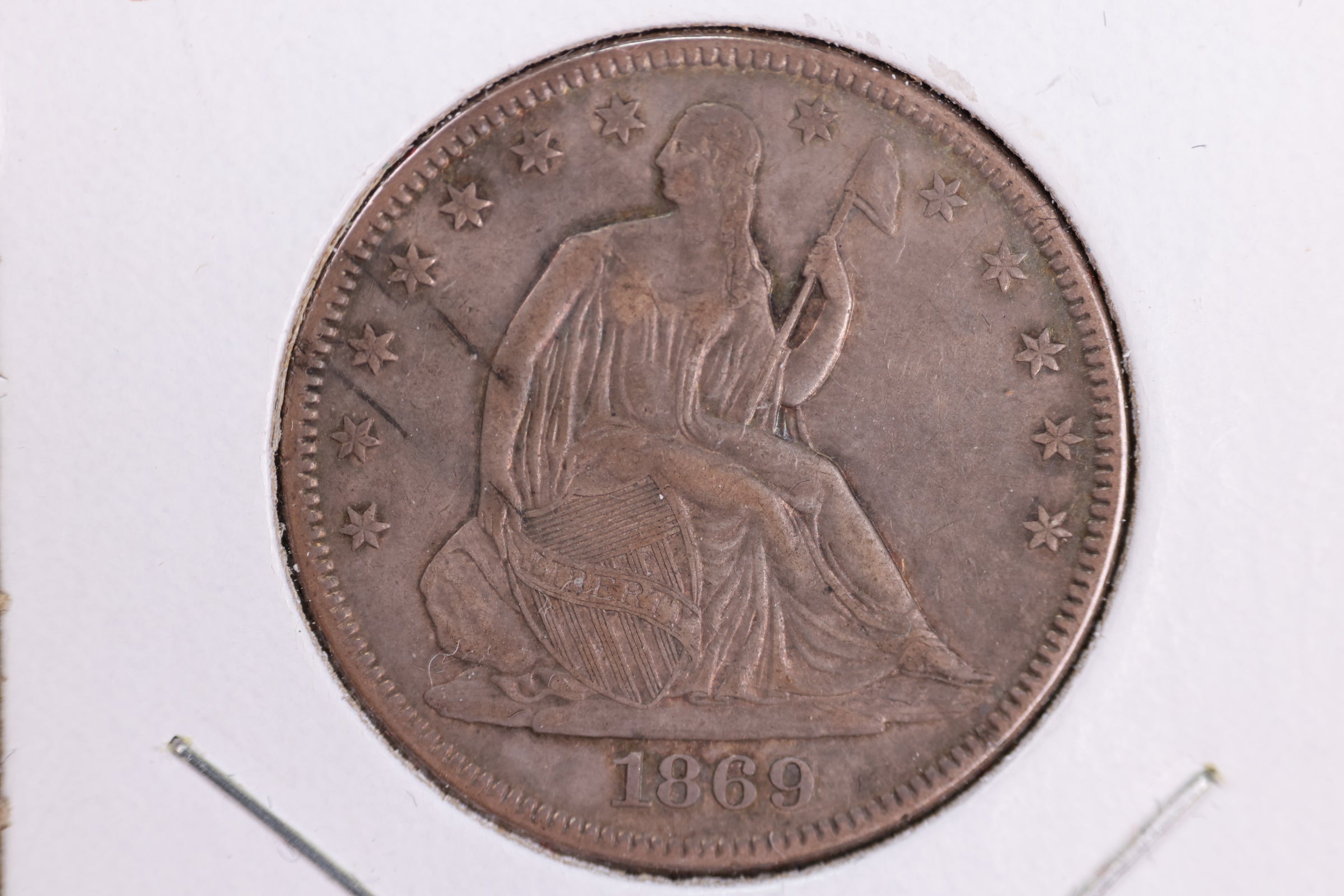 1869 Liberty Seated Half Dollar, Affordable Circulated Coin. Store Sale #23080959