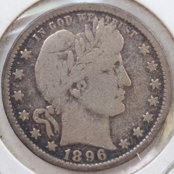 1896 Barber Quarter, Very Good+ Circulated Coin, Store #QR835