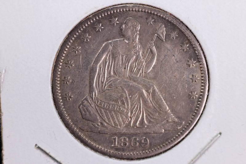 1869-S Liberty Seated Half Dollar, Affordable Circulated Coin. Store Sale