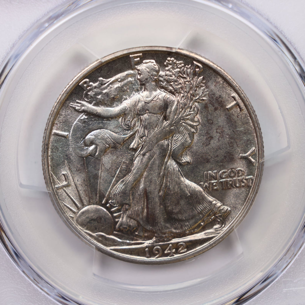 1942-S Walking Liberty Silver Half Dollar, PCGS Graded AU-58, Uncirculated. #HR251.