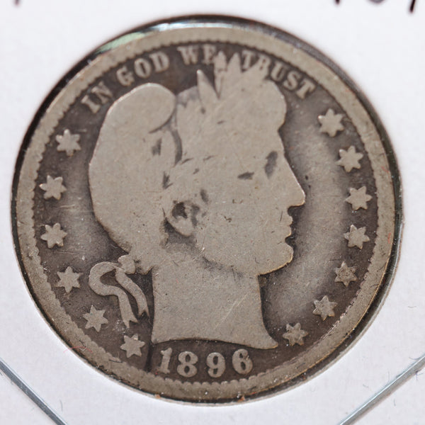 1896-O Barber Quarter, Good Circulated Coin, Store #QR837