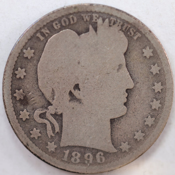 1896-S Barber Quarter, Fair Circulated Coin, Store #QR838