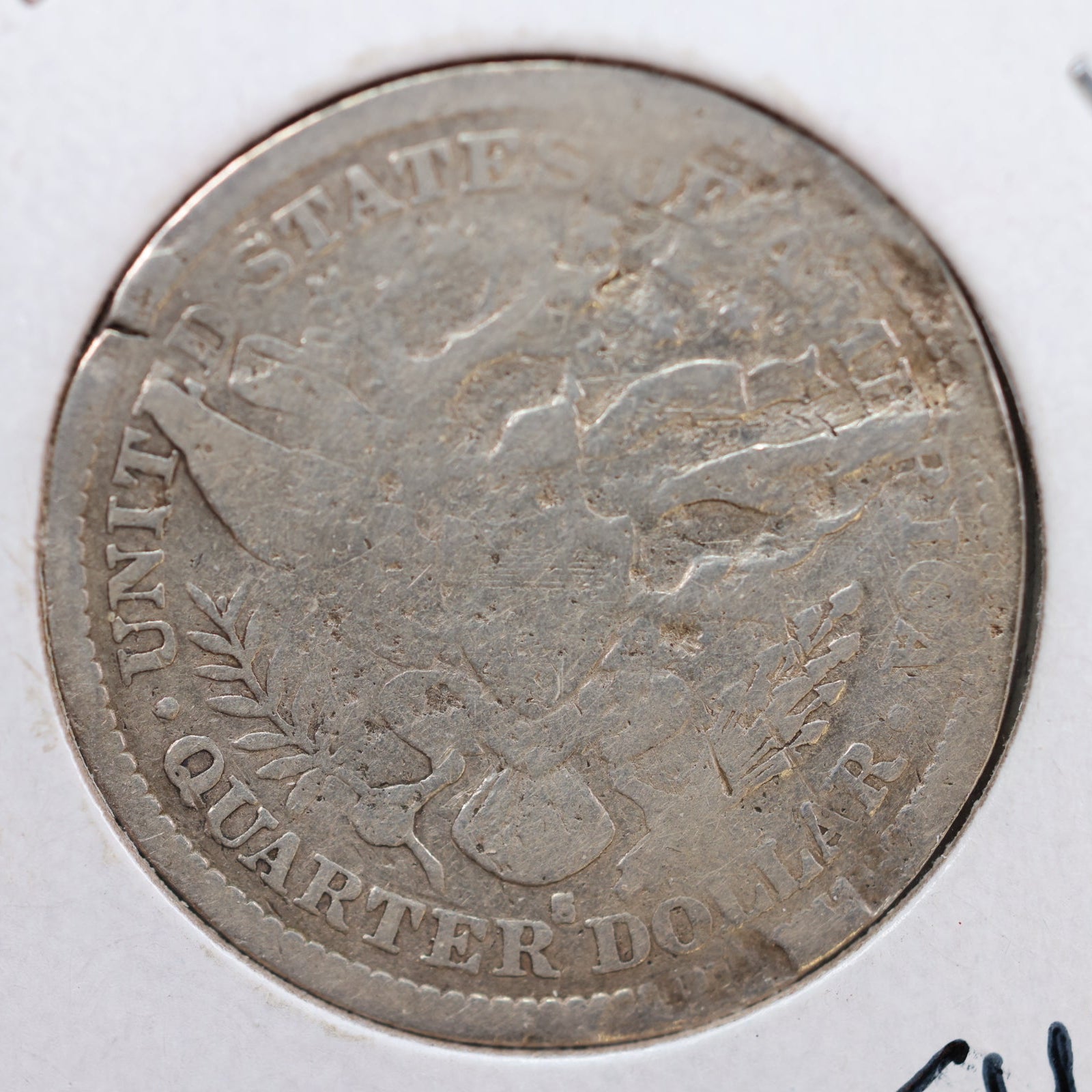 1896-S Barber Quarter, "KEY DATE", Damaged, Circulated Coin, Store #QR839.