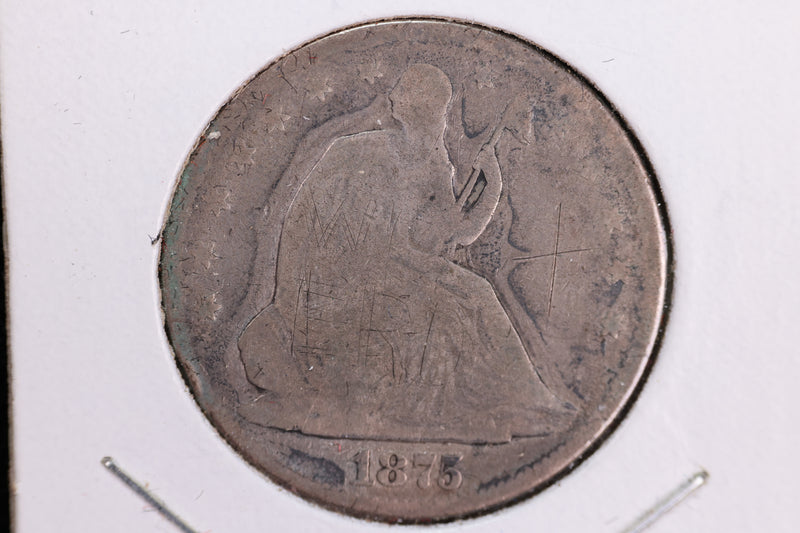 1875 Liberty Seated Half Dollar, Affordable Circulated Coin. Store Sale
