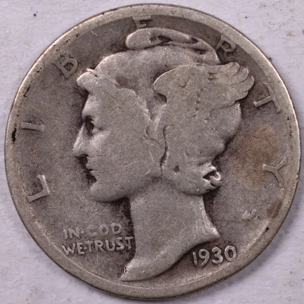 1930 Mercury Silver Dime., Very Good., Store  #19922