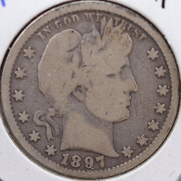 1897 Barber Quarter, Very Good Circulated Coin, Store #QR841