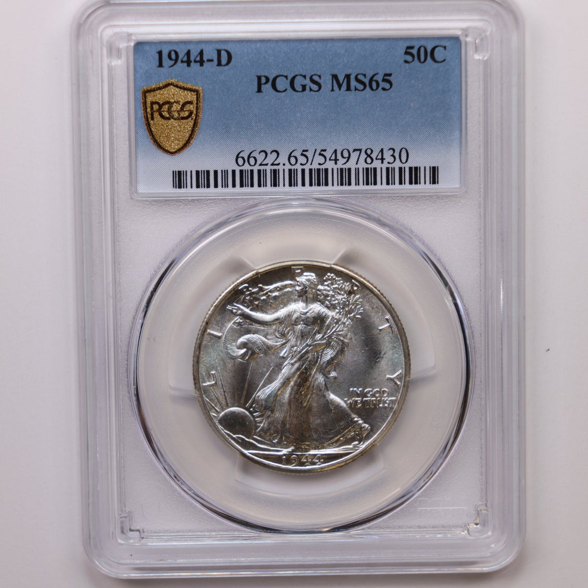 1944-D Walking Liberty Silver Half Dollar, PCGS Graded MS-65, Uncirculated. #HR265.
