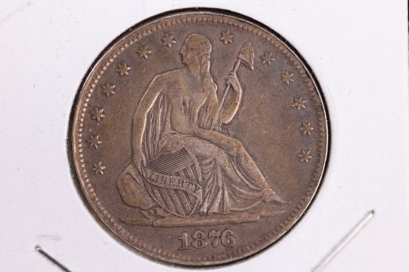 1876 Liberty Seated Half Dollar, Affordable Circulated Coin. Store Sale