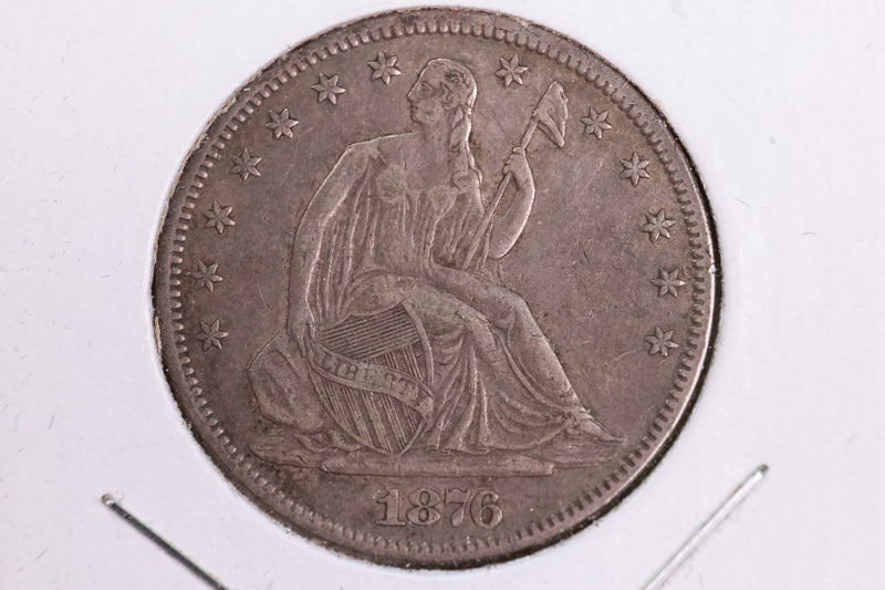 1876 Liberty Seated Half Dollar, Affordable Circulated Coin. Store Sale