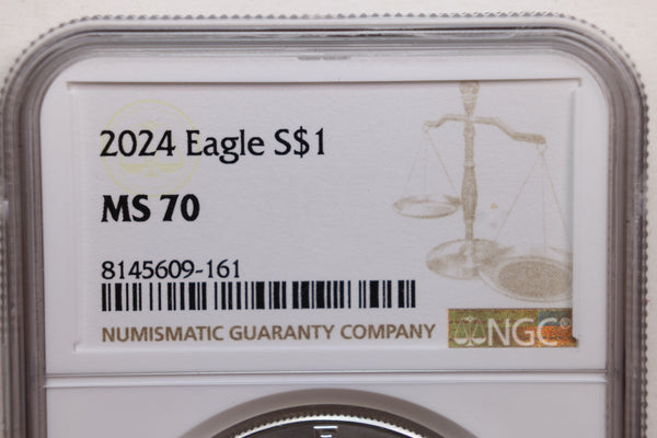 2024 American Silver Eagle, NGC CERTIFIED MS-70, Store SALE #AE0180.