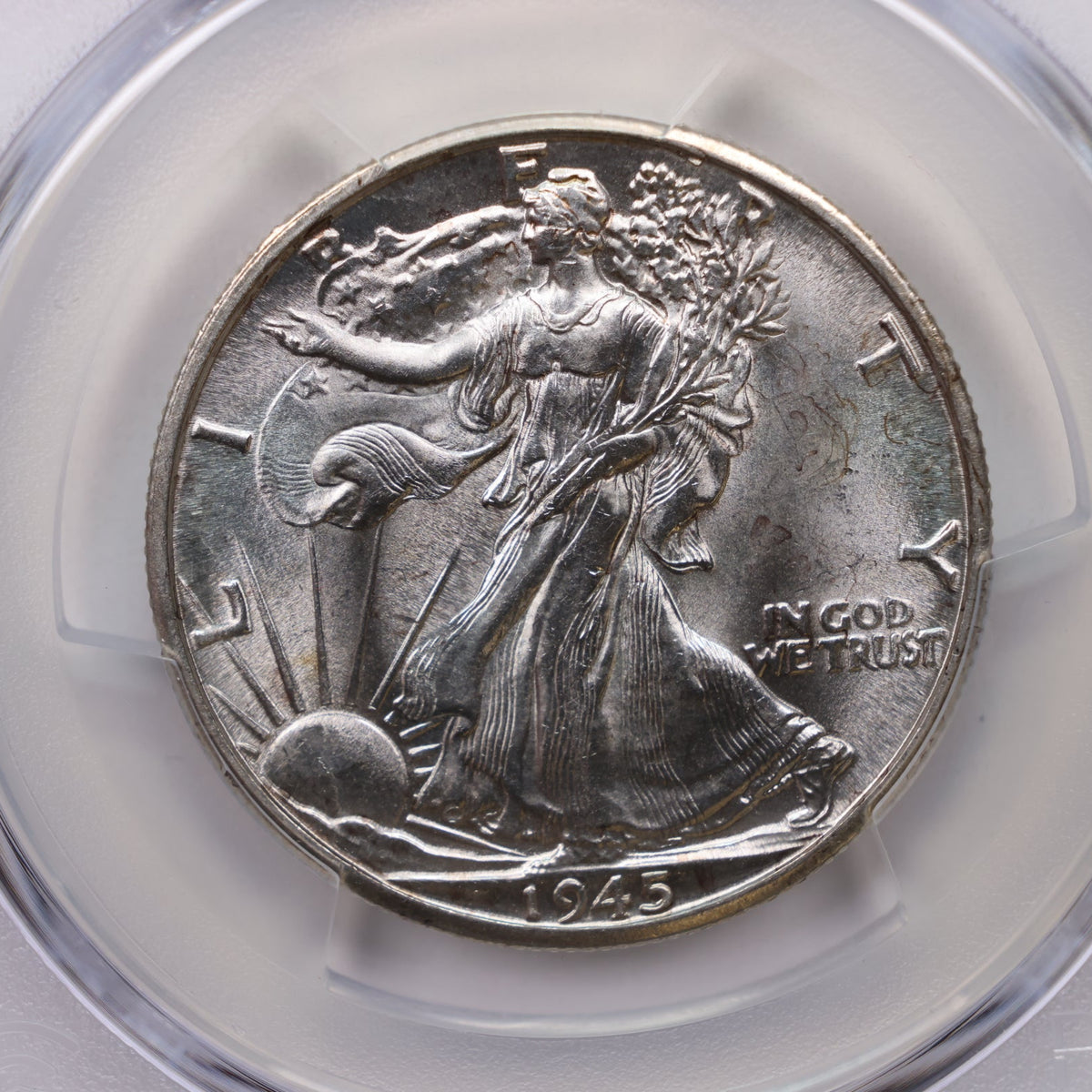 1945-D Walking Liberty Silver Half Dollar, PCGS Graded MS-64, Uncirculated. #HR277.