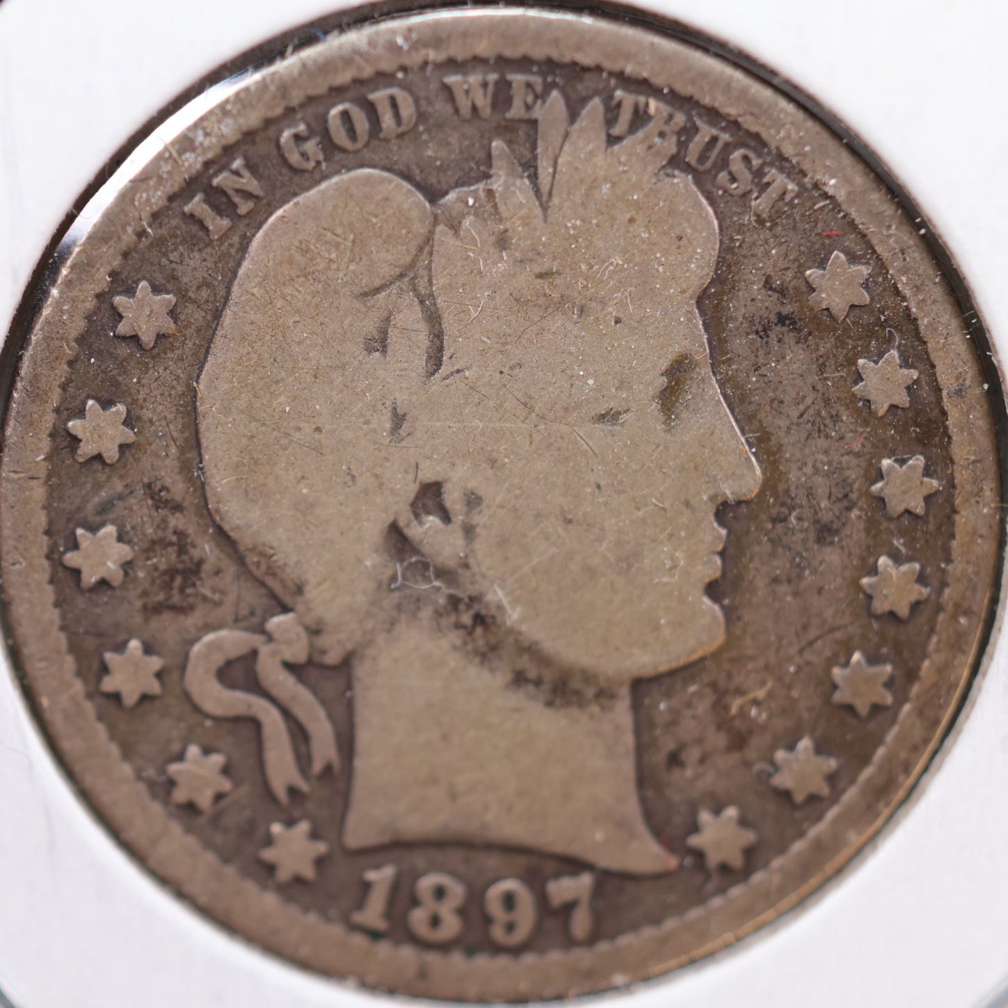 1897-S Barber Quarter, Good+ Circulated Coin, Store #QR844