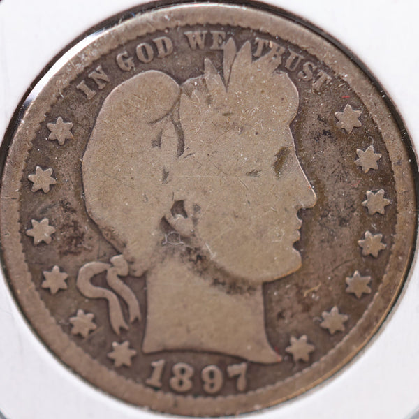 1897-S Barber Quarter, Good+ Circulated Coin, Store #QR844