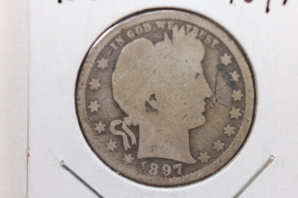 1897-S Barber Quarter, About Good Circulated Coin, Store #QR845