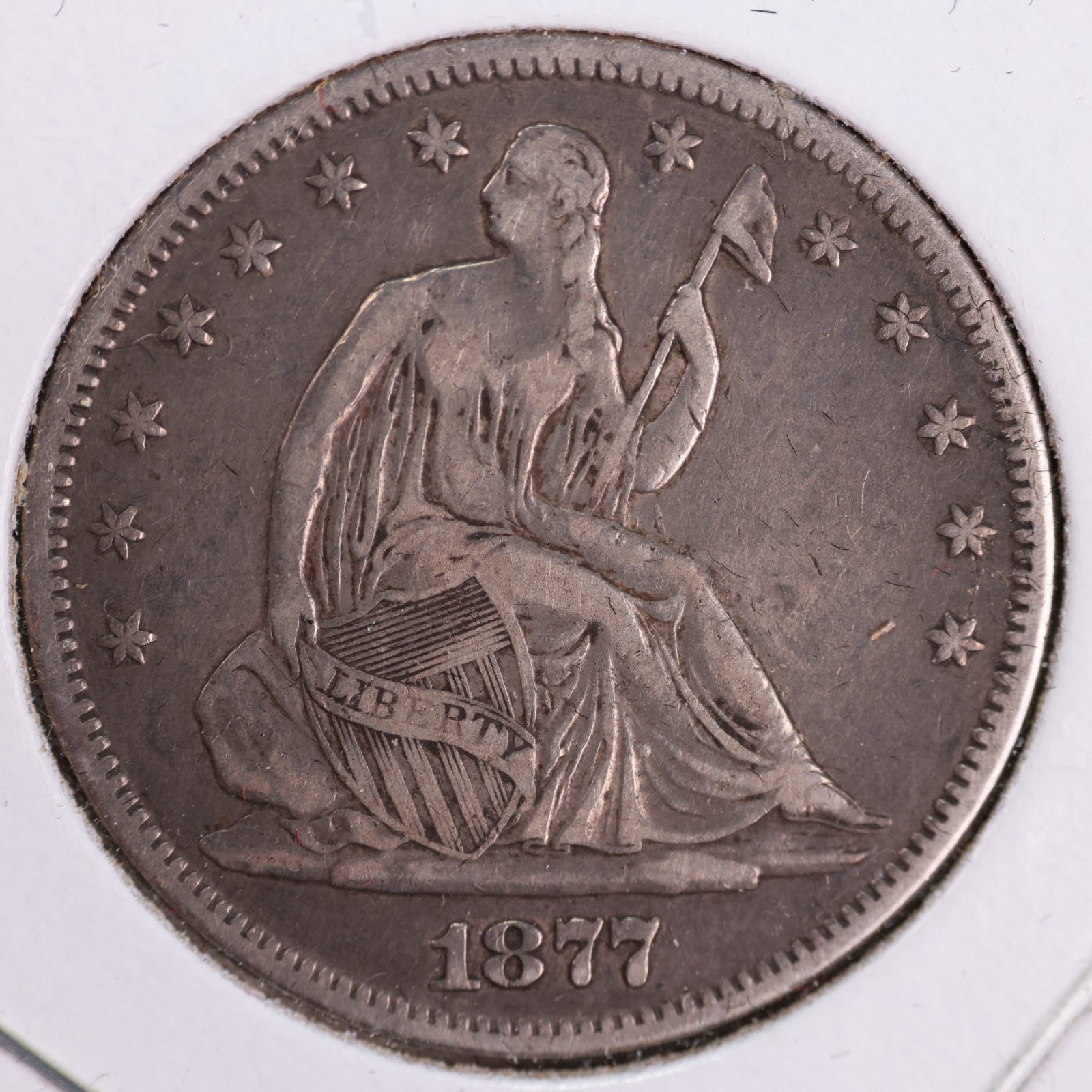 1877-S Liberty Seated Half Dollar, Very Fine+ Circulated Coin. Store #HR2018