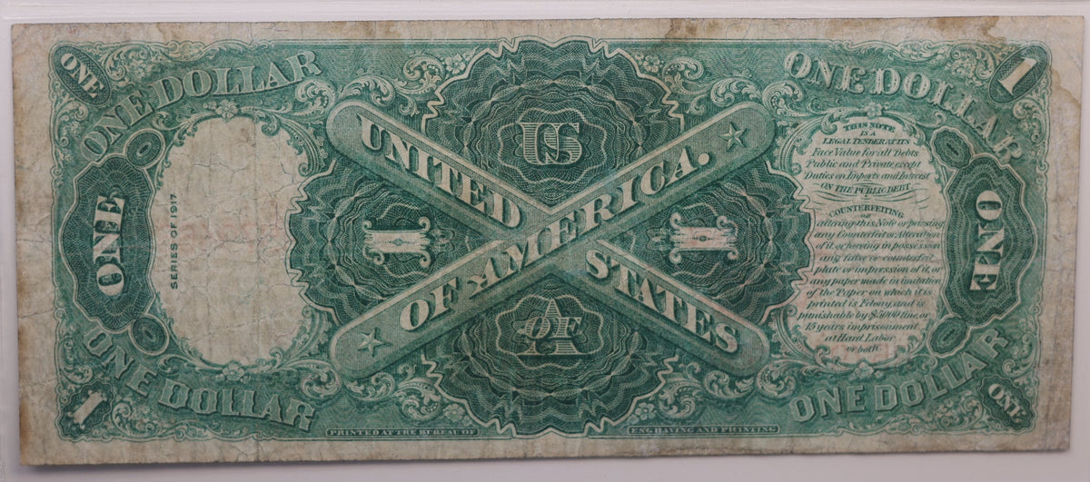 1917 $1, Legal Tender Note. Fr#39, PMG F-12, Circulated Currency, Store #GLT