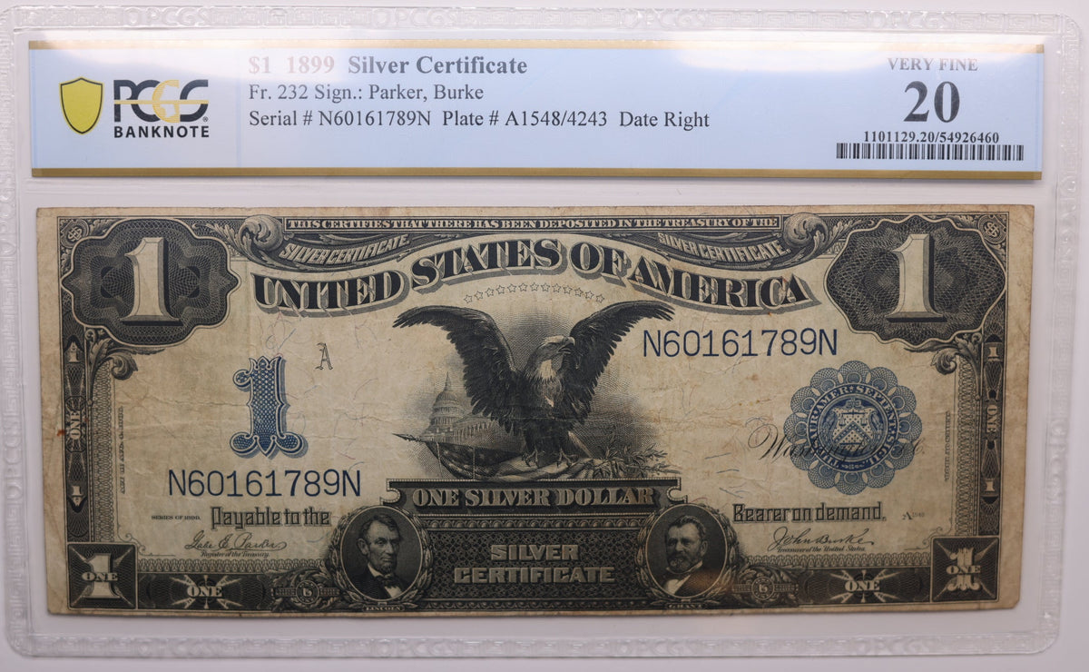 1899 $1 Silver Certificate, Fr#232, PCGS VF-20, Circulated Note, Sale #GLSC002.